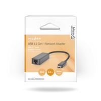 Nedis USB-netwerkadapter | USB 3.2 Gen 1 | 2.5 Gbps | USB-C Male | RJ45 Female | 0.20 m | Rond | Vernikkeld | Vertind-Koper | Zwart | Doos - - thumbnail