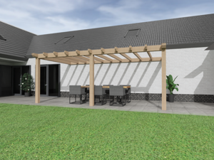 Aanbouw Veranda Douglas 4000mm diep - 150mm balken - fijn bezaagd