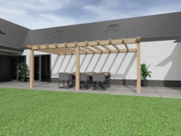 Aanbouw Veranda Douglas 4000mm diep - 150mm balken - fijn bezaagd