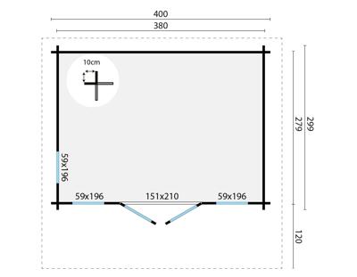 Blokhut - Tuinhuis Whitegate | 70 mm | onbehandeld