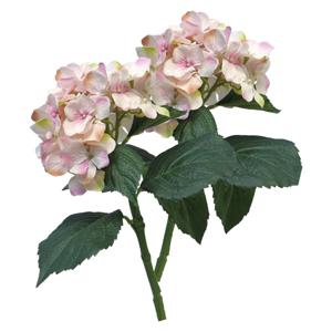 Kunstbloem Hortensia tak - 2x - roze - 48 cm - losse steel - Kunst zijdebloemen - hydrangea