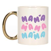 Bellatio Decorations Cadeau koffie/thee mok voor mama - hartjes - gouden oor - Moederdag   -