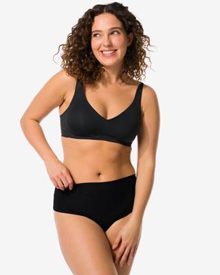 HEMA Damesstring hoge taille micro rib ultimate comfort zwart (zwart)