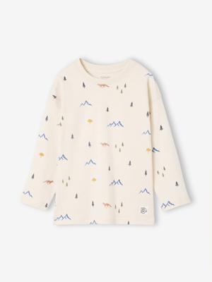 T-shirt met lange mouwen en print voor jongens wit, bedrukt