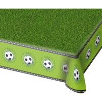 Verjaardag feest tafelkleed - voetbal thema - 130 x 180 cm - kunststof - voetbalveld