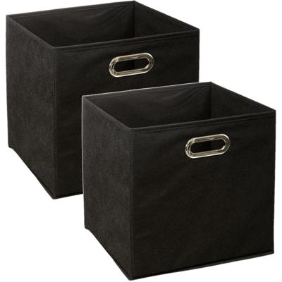 Opbergmand / kastmand - Set van 2x stuks - zwart - linnen - 29 liter - 31 x 31 x 31 cm - Opbergbox -