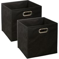 Opbergmand / kastmand - Set van 2x stuks - zwart - linnen - 29 liter - 31 x 31 x 31 cm - Opbergbox -