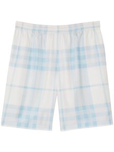 Burberry short en soie à carreaux - Blanc