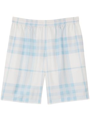 Burberry short en soie à carreaux - Blanc