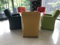 Set van 5 leren eetkamerfauteuils - met armleuning en wieltjes - verschillende kleuren leer - Echt leer, Landelijk, ontdek de vele Leersoorten en Kleuren bij ShopX