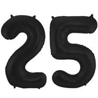 Folat Verjaardag Leeftijd folieballon - 25 jaar - zwart - 86 cm - cijferballon groot
