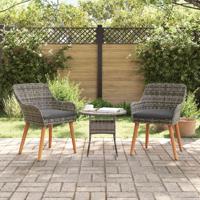 Tuinstoel met kussen 2 pcs Grijs 55 x 62.5 x 82cm poly rattan
