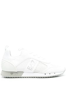 Ea7 Emporio Armani baskets rayées à bande logo - Blanc