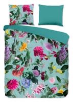 Good Morning Dekbedovertrek "bloemen" - Aqua - (200x200/220 cm) - Katoen