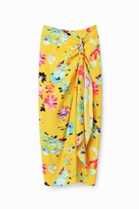 Midi-rok met split en sjaal - YELLOW - XL