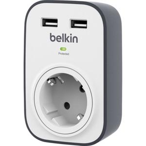 Belkin BSV103vf Overspanningsbeveiliging tussenstekker Met USB Wit, Grijs