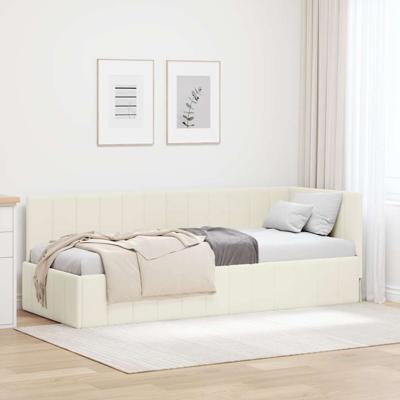 Hoekbedframe met hoofdeinde Crème 80 x 200 cm Fluweel