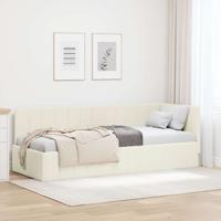 Hoekbedframe met hoofdeinde Crème 80 x 200 cm Fluweel