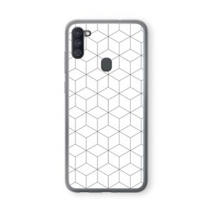 Zwart-witte kubussen: Samsung Galaxy A11 Transparant Hoesje