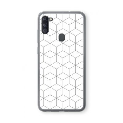 Zwart-witte kubussen: Samsung Galaxy A11 Transparant Hoesje