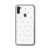 Zwart-witte kubussen: Samsung Galaxy A11 Transparant Hoesje