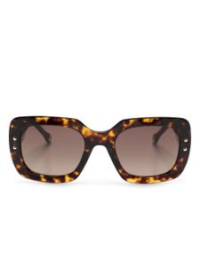 Carolina Herrera lunettes de soleil carrées à effet écailles de tortue - Marron