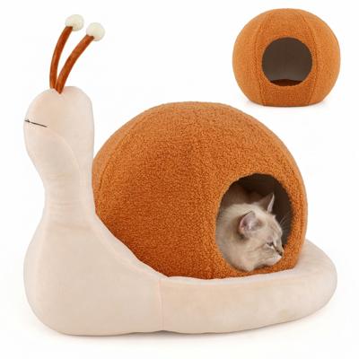 Kattenmand 2-in-1 Slakkenvormige Kattenmand met Uitneembaar Wasbaar Kussen Gesloten Kattenmand