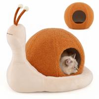 Kattenmand 2-in-1 Slakkenvormige Kattenmand met Uitneembaar Wasbaar Kussen Gesloten Kattenmand