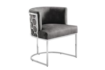 Stoel ELEGANCE fluweelgrijs met zilverkleurig roestvrijstalen frame - 47501