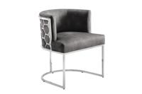 Stoel ELEGANCE fluweelgrijs met zilverkleurig roestvrijstalen frame - 47501