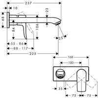 hansgrohe Metris inbouw wand wastafelkraan uitloop 22,5 cm. - thumbnail