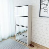 Schoenenkast met 4 spiegels 63x17x134 cm wit