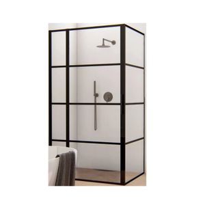 BWS Douchecabine Frame 140x70 cm 8 mm NANO Glas Mat Zwart Raster