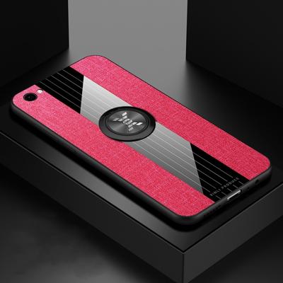 Voor vivo Y67 XINLI stiksels doek textuur schokbestendig TPU beschermhoes met ring houder (rood)