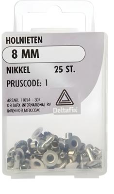 Holnieten 8mm nikkel 25st - Deltafix