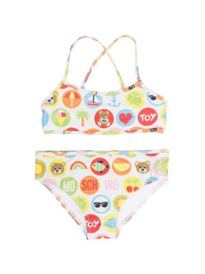 Moschino Kids bikini à logo imprimé - Argent