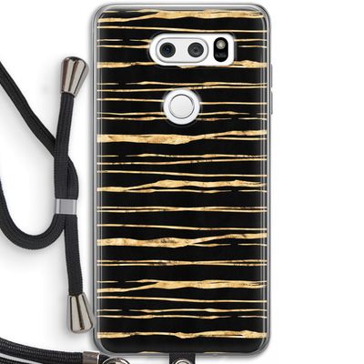 Gouden strepen: LG V30 Transparant Hoesje met koord