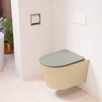 Wandcloset Mondiaz Lavie | Zonder spoelrand | Incl.Toiletzitting-Smoke | Keramiek | Sand