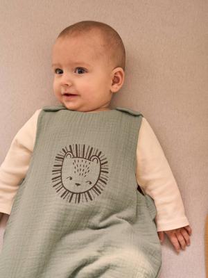 Mouwloos zomers slaapzakje ETHNIC Oeko-Tex® saliegroen