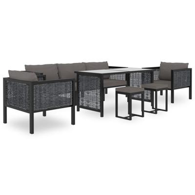 8-delige Loungeset met kussens poly rattan antraciet
