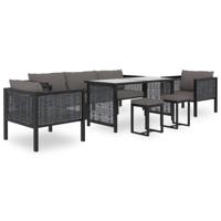 8-delige Loungeset met kussens poly rattan antraciet