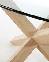 Kave Home Kave Home Eettafel Lotus, Lotus ronde glazen tafel met massief eiken poten Ø 120 cm (mtk0123) - thumbnail