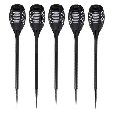 Lifetime Garden Solar LED tuinfakkels - Set van 5x stuks - zwart - 77 cm - Tuinverlichting