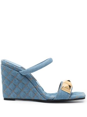Philipp Plein sandales compensées à détails de clous 110 mm - Bleu