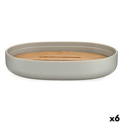 Zeepschaal Berilo Bruin Grijs Bamboe Polypropyleen 9,5 x 2,5 x 13 cm 13 x 2,5 x 9,5 cm (6 Stuks)