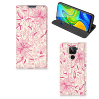 Xiaomi Redmi Note 9 Smart Cover Pink Flowers - thumbnail