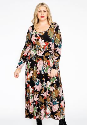 Yoek Jurk met tailleband TOKYO | Zwart | Maat 50/52