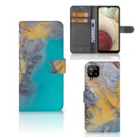 Samsung Galaxy A12 | Bookcase | Marble Blue Gold