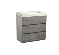 Storke Edge staand badmeubel 85 x 52 cm beton donkergrijs met Mata High enkele wastafel in mat witte solid surface - thumbnail