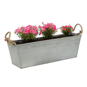 Plantenbak/bloembak Farmer - balkon/terras - zink - zilver - L50 x D17 X H16 cm